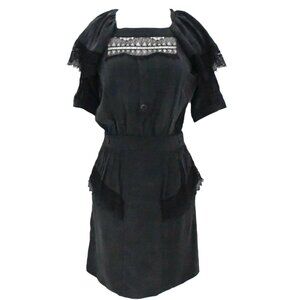 MAYLE Black silk lace trim dress sz 2